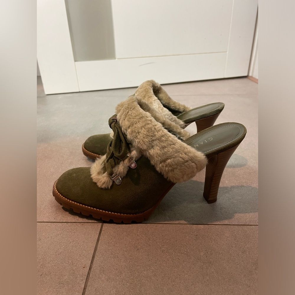 2 Item Bundle - Ganni Mule Slides - Size 7 - Army Green - Louis Vuitton Wallet